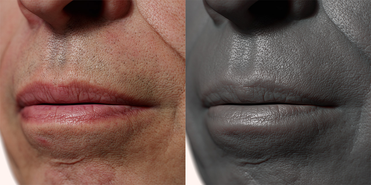 Male head scan skin pore details 